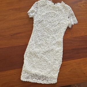 Cream Lace  Mini Dress
